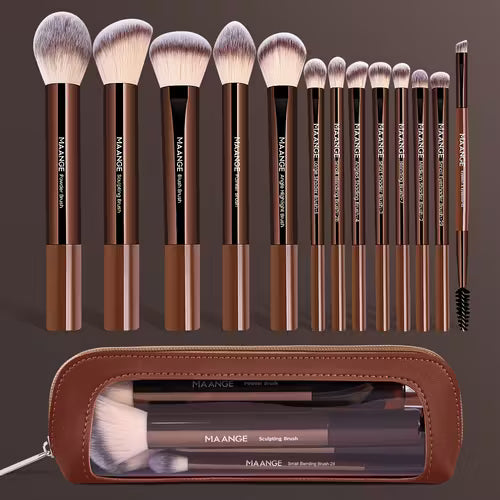 MAANGE 13pcs Aluminum Tube Makeup Brush Set+storage Bag