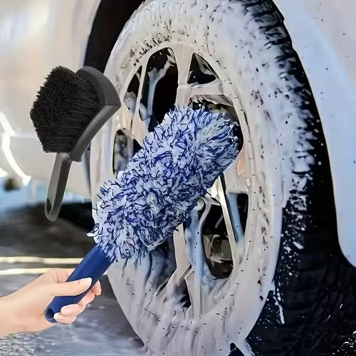 2pcs Long-Handled Ultra-Fine Fiber Plush Car Tire