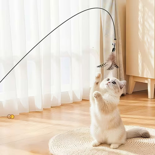 Interactive Cat Feather Toy with 3 Replacement