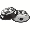 2pcs Cat Face Pet Bowl Stainless Steel Dog Bowl with