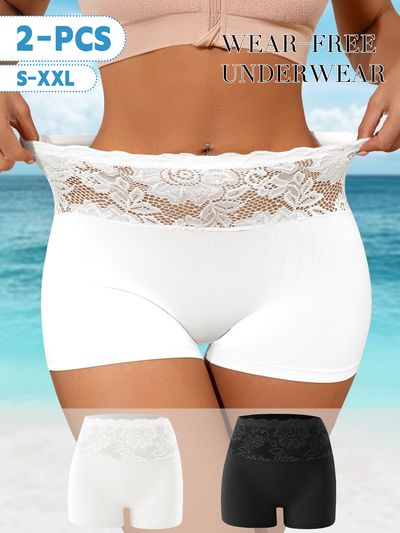 2-Pack Lace High-Waist Butt-Lifting Panties with Lace