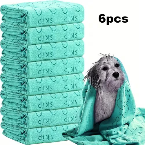 Set of 6 Quick-Drying Microfiber Towels for Dogs
