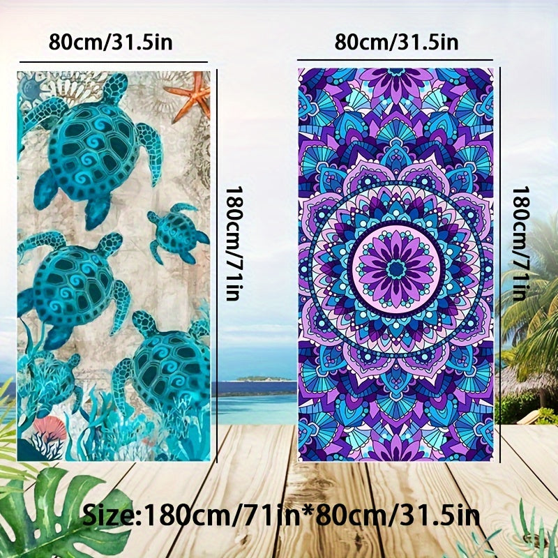2pcs Set (Five Turtles+Purple) Sandproof Microfiber