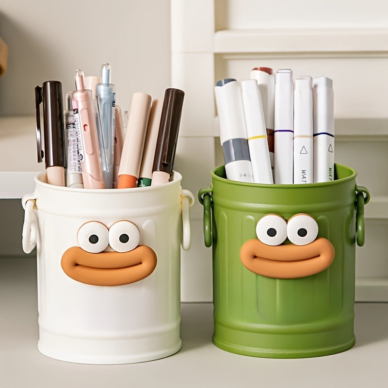 2pcs Cute Cartoon Face Large Capacity Pen Holder