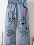 European and American Fashion Girls' Wide-Leg Jeans