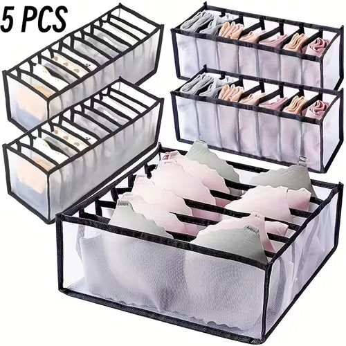 5pcs Foldable Wardrobe Storage Drawers / Plaid