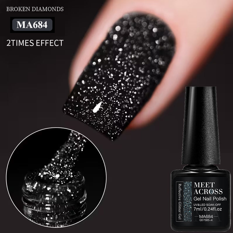 MTSSII Black Glitter Reflective Gel Polish