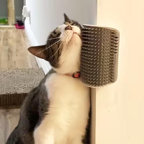 Corner Cat Scratcher - Wall-Mounted Cat Grooming Brush