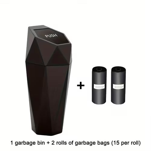 3pcs (1 Car Trash Can + 2 Rolls of Garbage Bags)