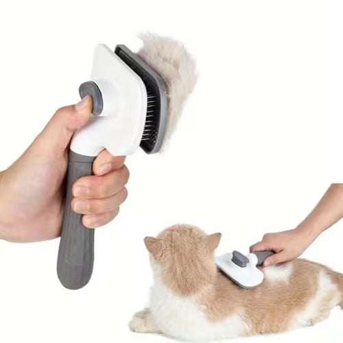 Self-Cleaning Cat Grooming Rake Brush