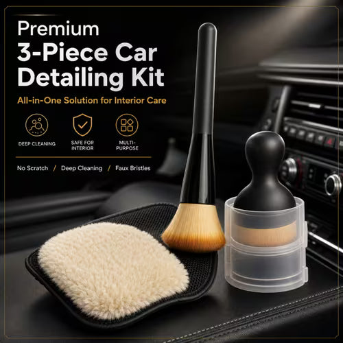 Premium 3pcs Car Cleaning Kit(Short Handle+ Long