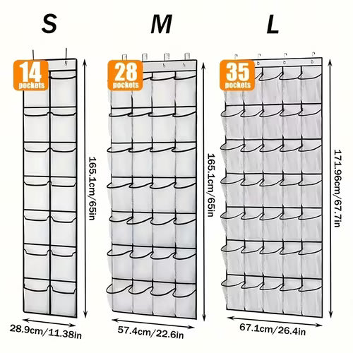 1pc White Fabric Over-the-Door Shoe Organizer with