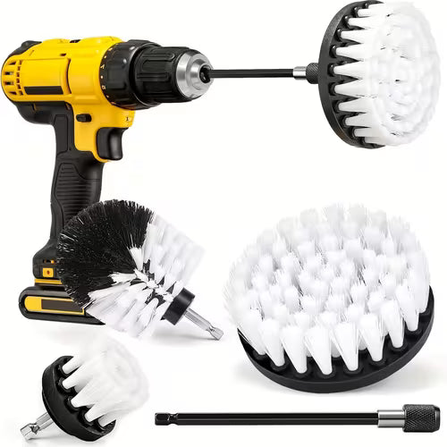 4pcs Drill Brush Attachment Set with Extension Pole
