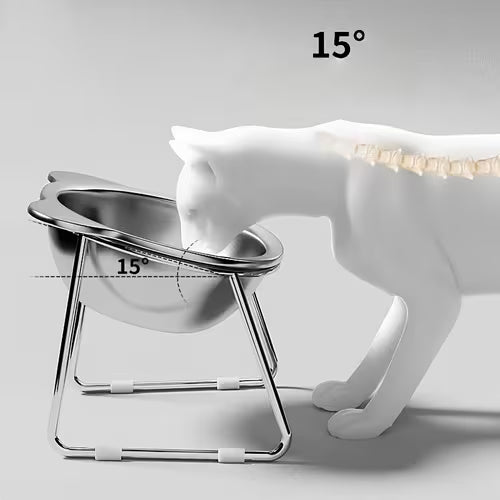 Stainless Steel Cat Food And Water Bowl - Adjustable