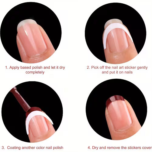 576pcs Self-Adhesive French Manicure Nail Stickers