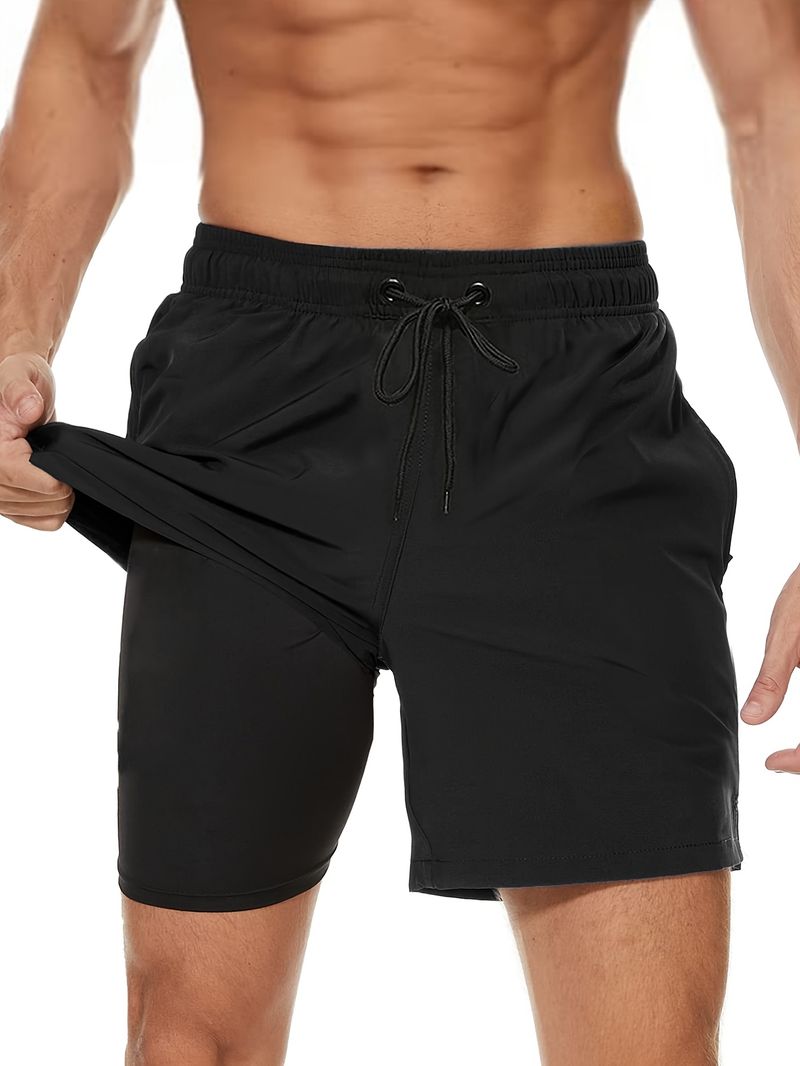 Men's Quick- Swim Trunks Beach Shorts with Compression