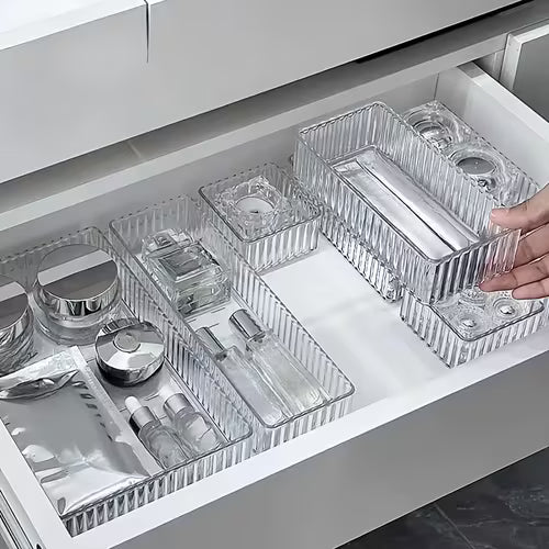 5/6/7/10pcs Transparent Striped Acrylic Desktop Drawer