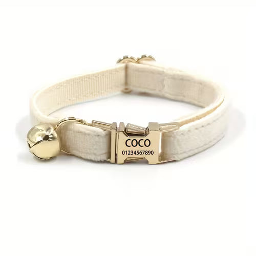 Soft & Durable Personalized Velvet Cat Collar | 1pc