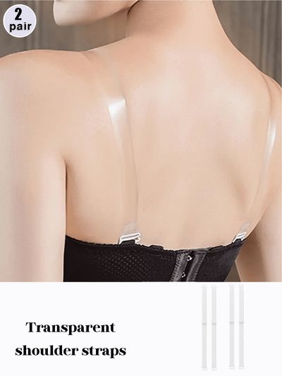 2 Pairs Clear Transparent Invisible Bra Straps