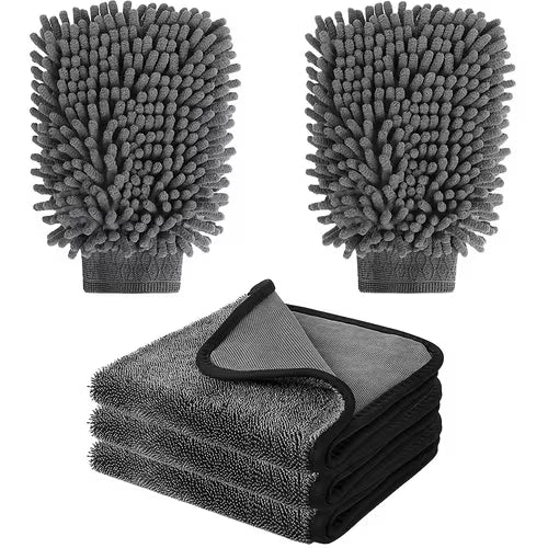 Car Washing Kit with 3 Microfibre Cleaning Cloth 2