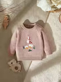 Baby Girl' Winter Sweater with Duck Embroidery