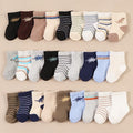 12 Pairs of Kids' Random Striped Solid Color Dinosaur
