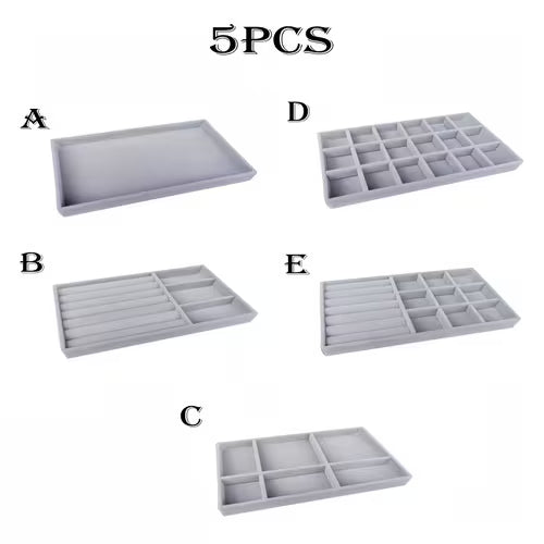 3/5/7/9pcs Gray Jewelry Organizer Tray