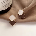 Pair of Temperament Easy Patchwork Contrast Stud