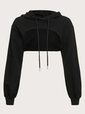 Drawstring Detail Super Short Hoodie