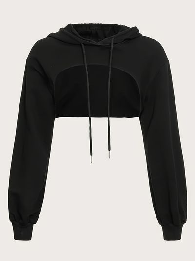 Drawstring Detail Super Short Hoodie