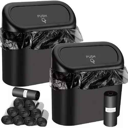 3pcs Set Plastic/1L Car Flip-Top Trash Can with 2