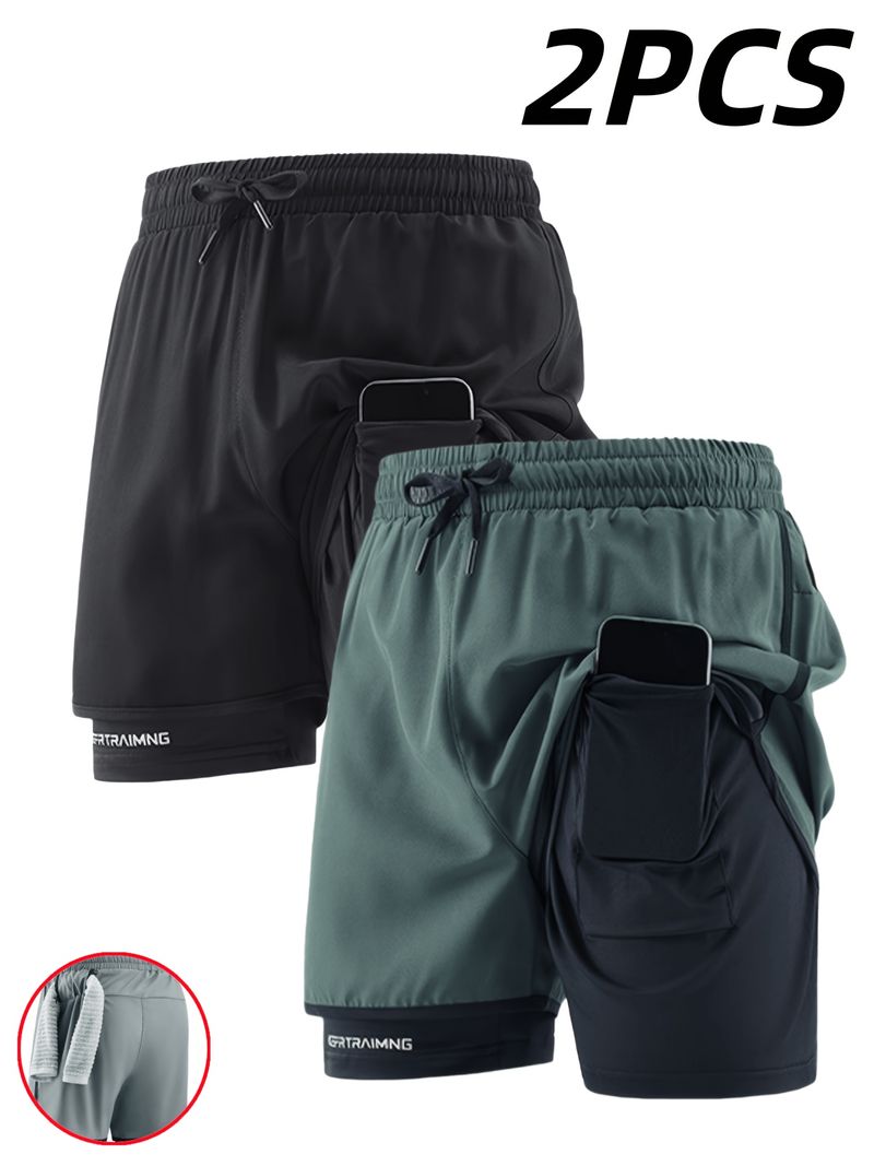 2pcs Men's Quick-Dry Shorts / Loose-Fit Sports and