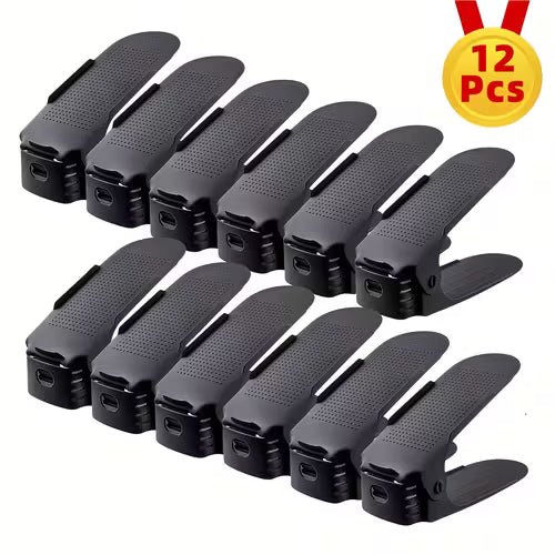 12 Adjustable Plastic Shoe Racks - Space Saving