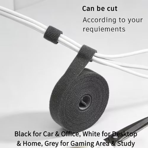 3pcs 1m Cable Management Straps Black White Grey Wire