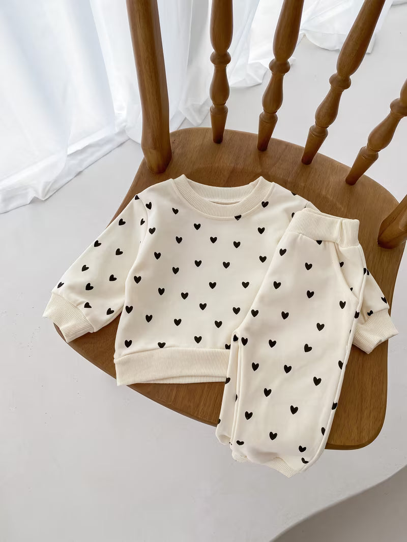 Sporty Heart Print Infant & Toddler Girls' Long-Sleeve