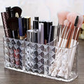 Diamond-Pattern Cosmetic Storage Box - Transparent