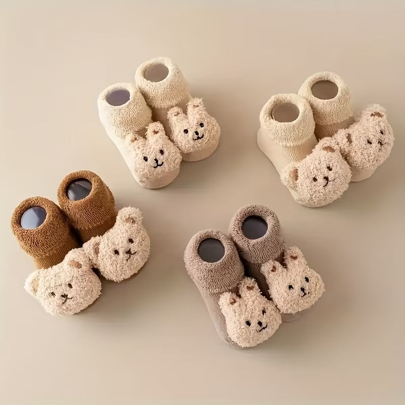 A Pair of Non-Slip Sock Shoes for Girls with Cute Bear