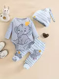 Children's Adorable Cartoon Elephant Romper with Round