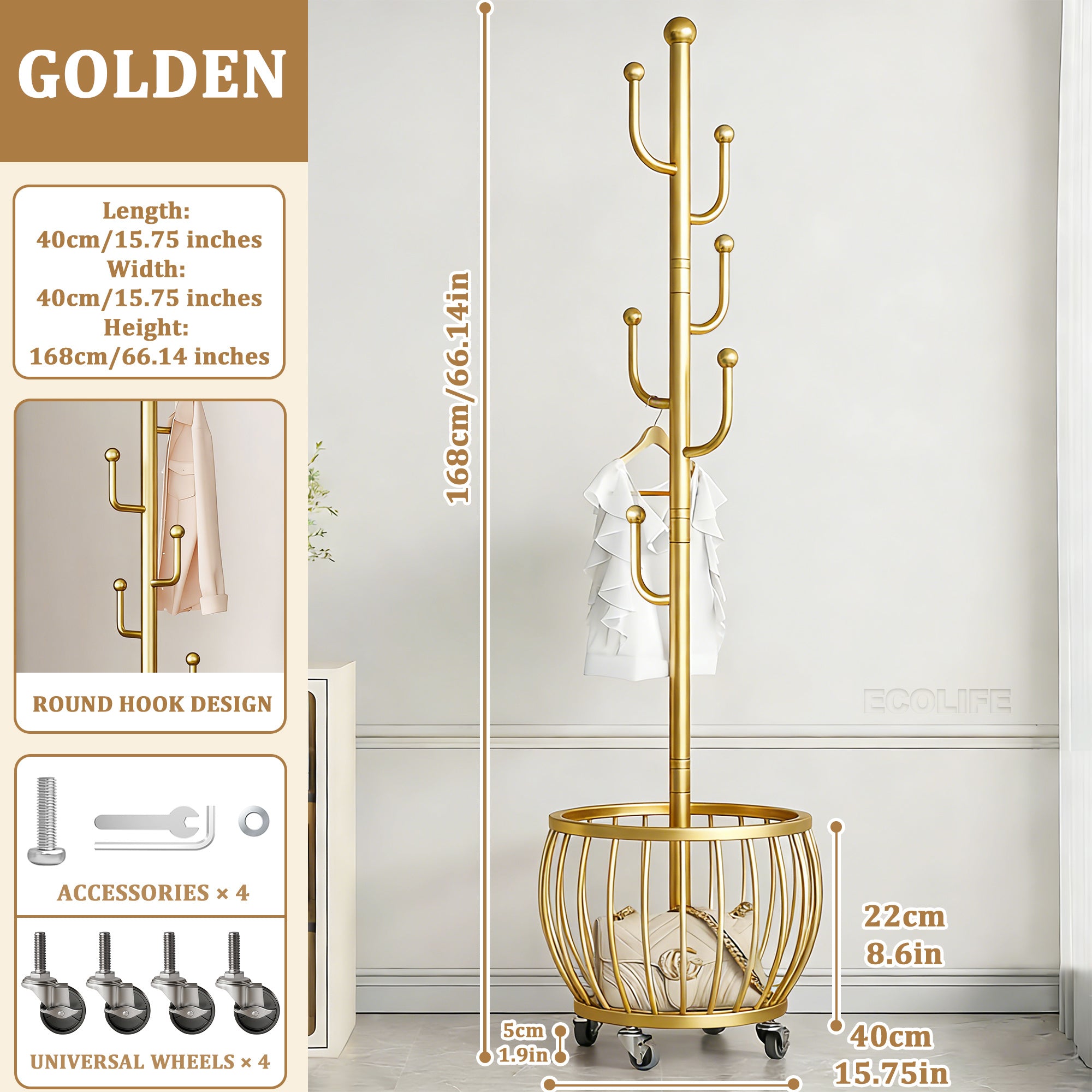 2-in 1 Multipurpose Freestanding Coat Rack with