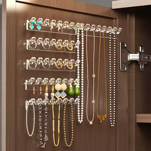9pcs Transparent Acrylic Wall-Mounted Jewelry