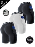 3pcs Men's Solid Compression Shorts with Pockets