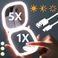 1pc Dual-light 3-color LED Makeup Mirror / 1X and 5X