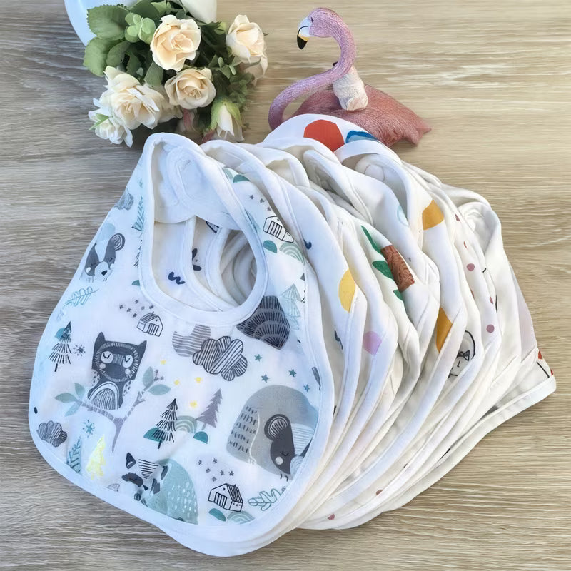 10pcs Random Floral Pattern Gauze Bibs