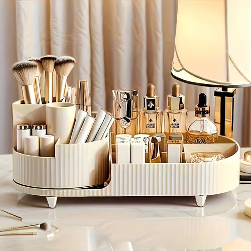 360-Degree Rotatable Makeup Brush Organizer with 5