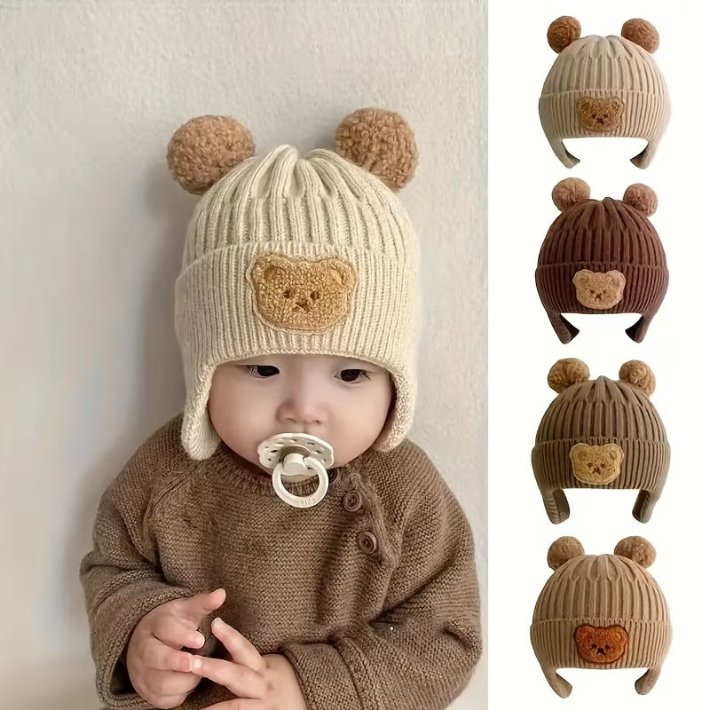 Infant and Toddler Cute Bear Ear Double-layer Knitted