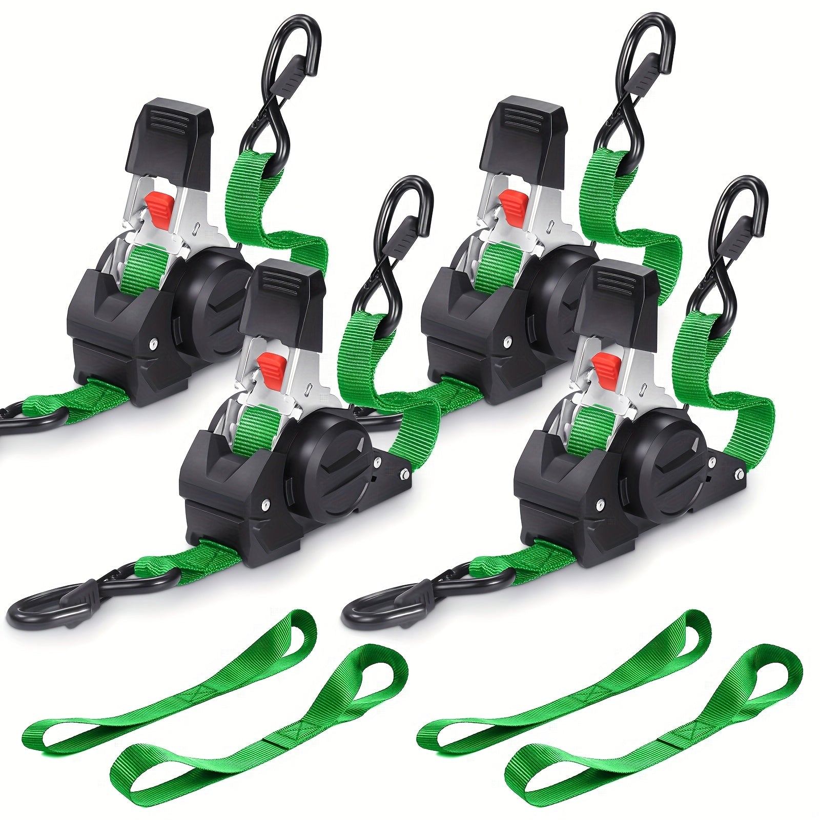 4pcs Retractable Ratchet Straps