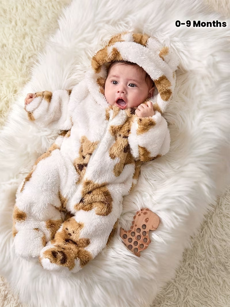 Baby Boy Autumn Winter Cute Warm Bear Pattern Hooded