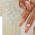 2pcs Self-Adhesive Golden Flower Nail Stickers