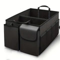 1pc Foldable Car Trunk Organizer with Adjustable Black