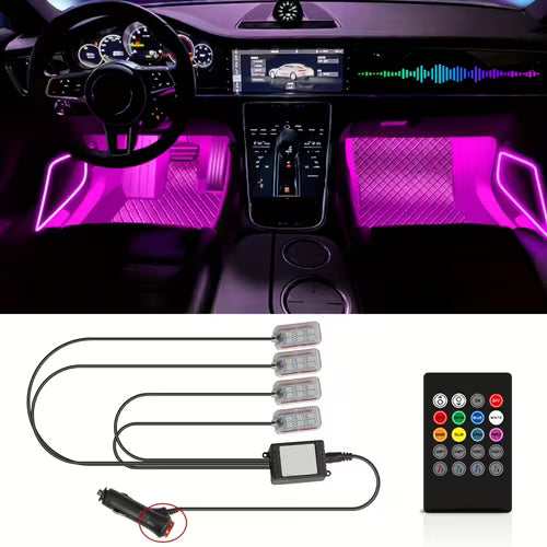 LED Car Interior Foot Ambient Strip Kit